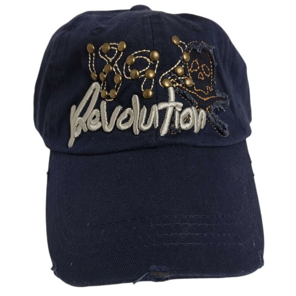 New With Tags 1892 Revolution Hat Ball Cap Grunge Distressed Style Brass Accents
